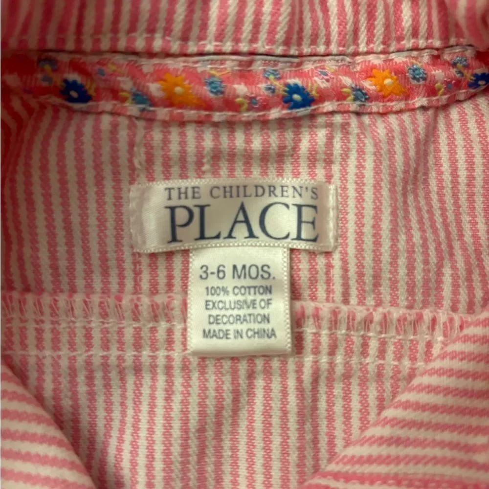 The Children’s Place vintage y2k denim pink/white stripe jacket